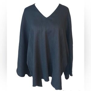 Dusan Black Wide Sleeve Wool Blend Top